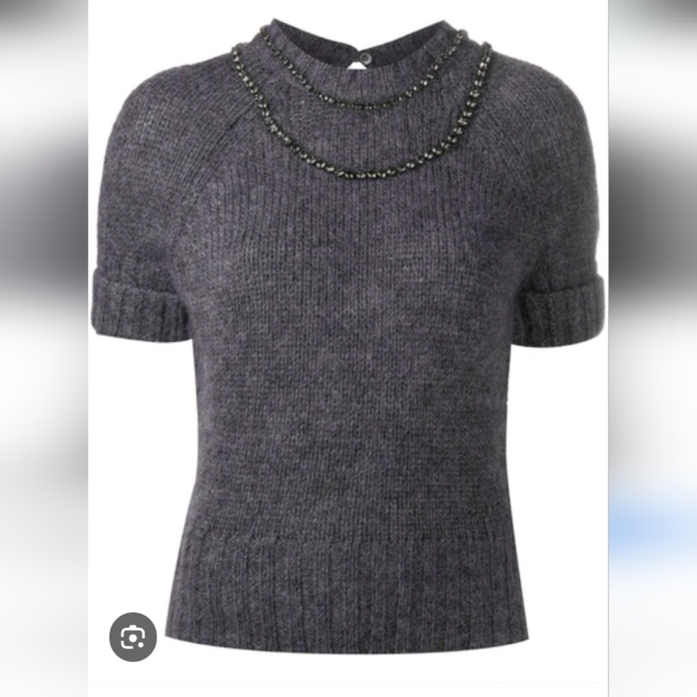Nº21 Bead-embellished Short-sleeve Jumper In Grey size M (42) in EUC